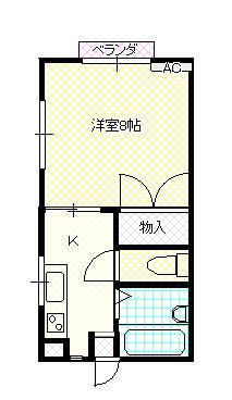レヴール綾田(1K/1階)の間取り写真