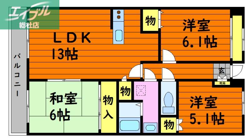 クレストール(3LDK/4階)の間取り写真
