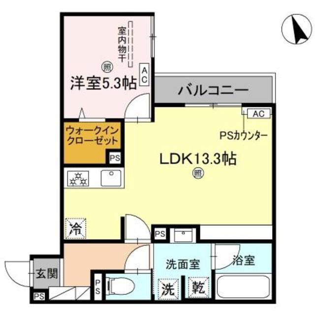 クラシスト東粉浜ウエスト(1LDK/3階)の間取り写真