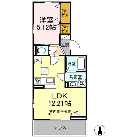 LEAD R.E(1LDK/1階)の間取り写真