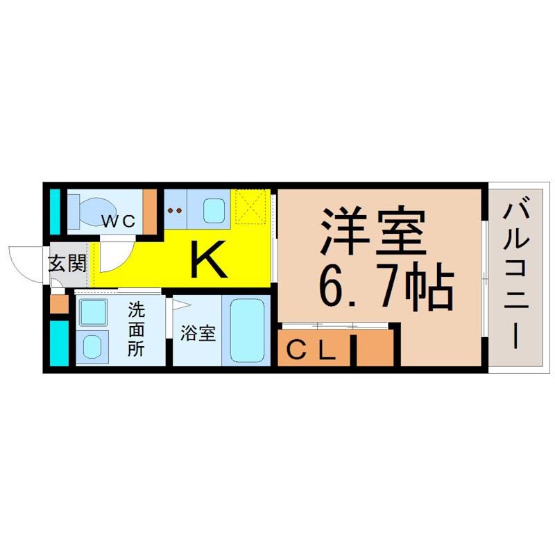 リシュドール伝馬(1K/7階)の間取り写真