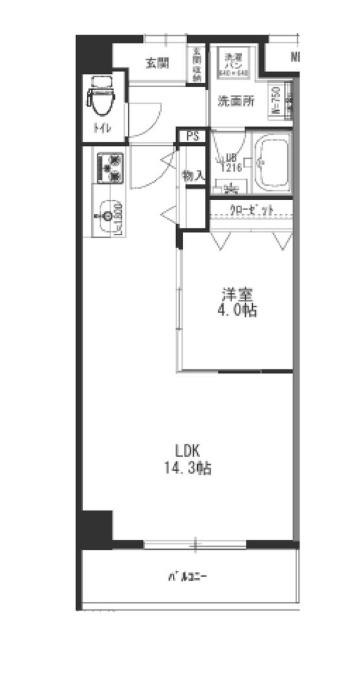 BLUE ROOM(1LDK/1階)の間取り写真