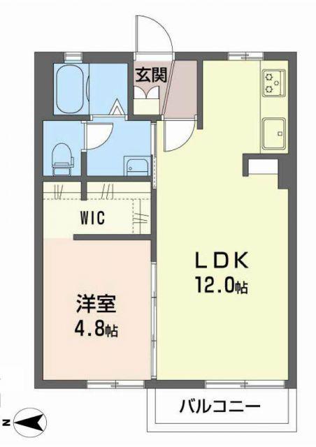 グリーンヒルズ(1LDK/1階)の間取り写真