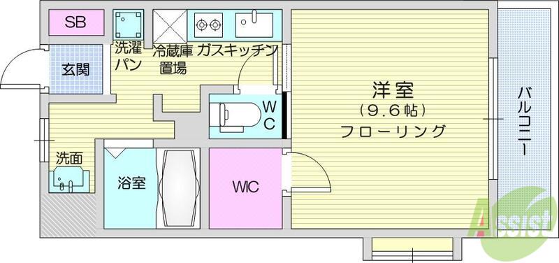 アルファ上杉(1K/3階)の間取り写真