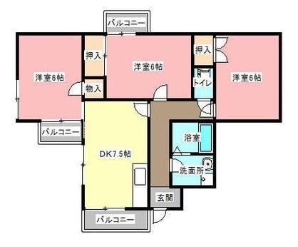 レジデンス久 A(3DK/3階)の間取り写真