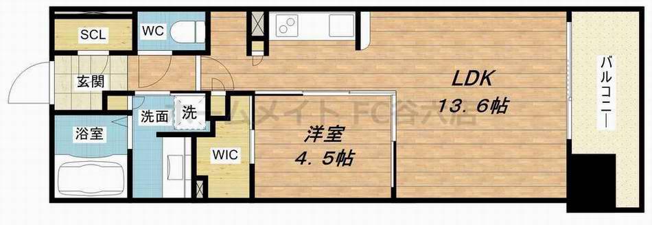 OPUS RESIDENCE SHINSAIBASHIサウス(1LDK/5階)の間取り写真