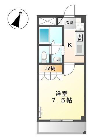 プロニティウェルス(1K/2階)の間取り写真
