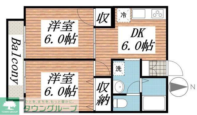 メイプルコート立川(2DK/2階)の間取り写真