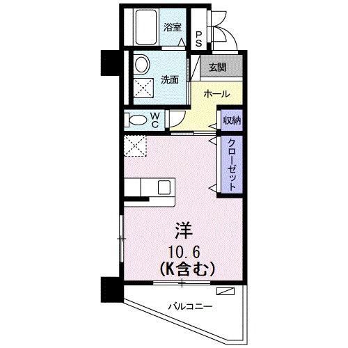 ルピナス(ワンルーム/4階)の間取り写真