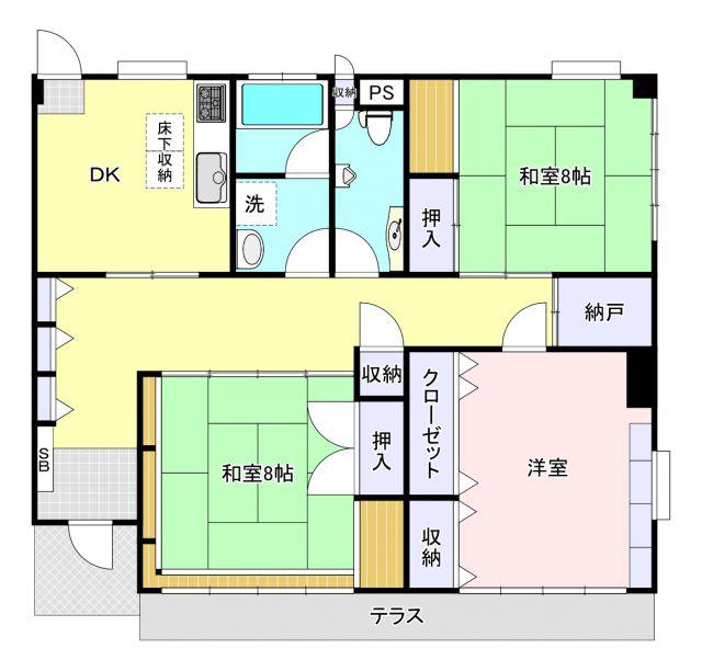 ハイツイーグル(3DK/1階)の間取り写真