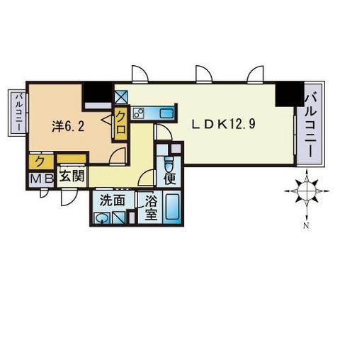 アルフォート天神(1LDK/10階)の間取り写真