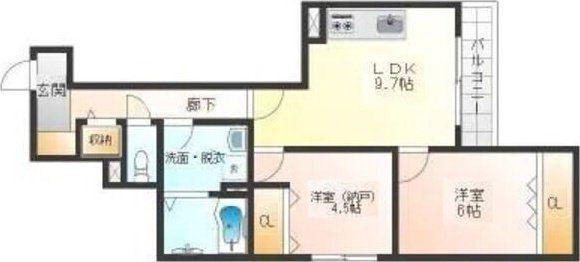 HEALING GRACE B棟(2LDK/3階)の間取り写真