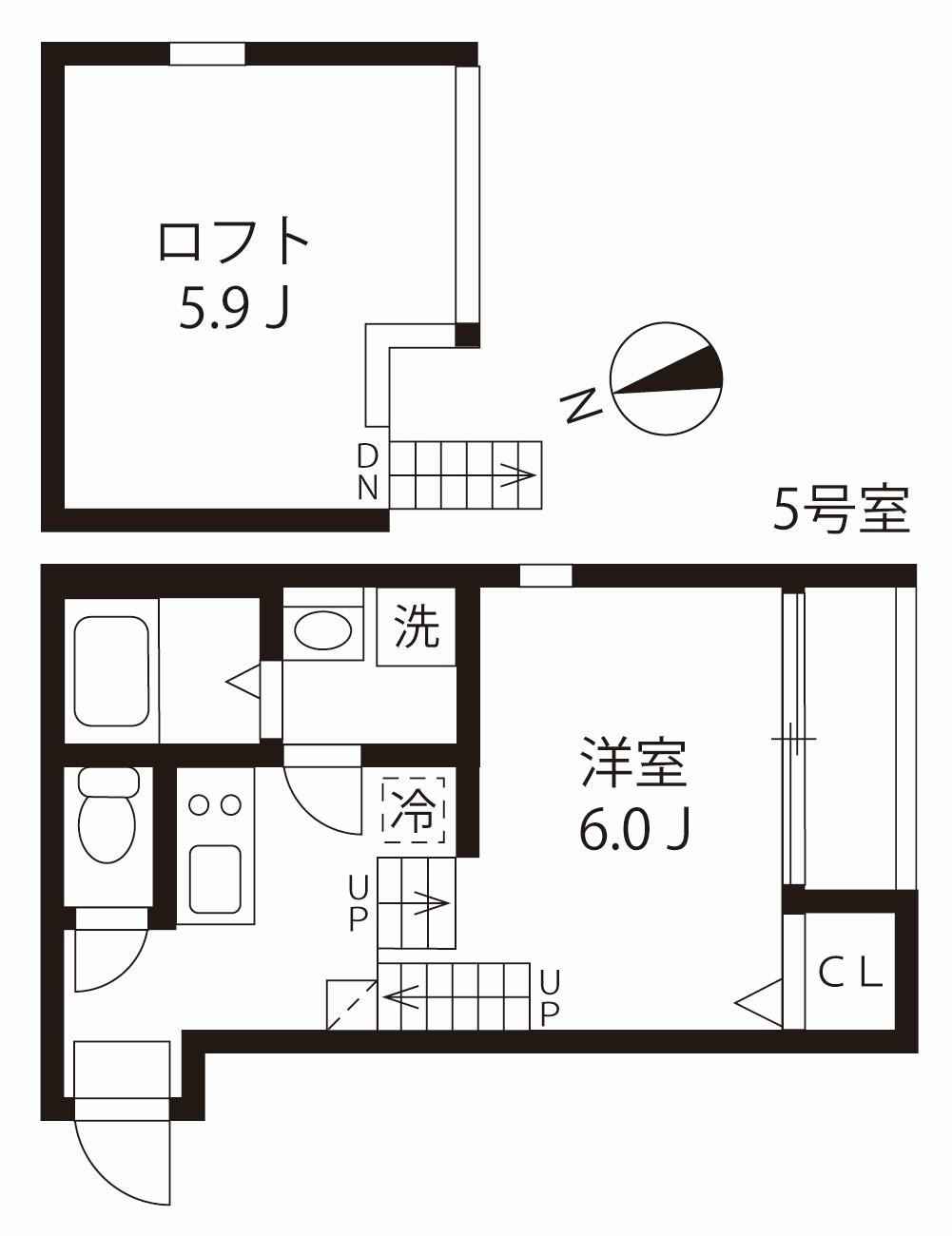 ハーモニーテラス大杉町III(1K/1階)の間取り写真
