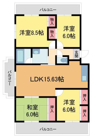 フェルザ西宮(4LDK/5階)の間取り写真