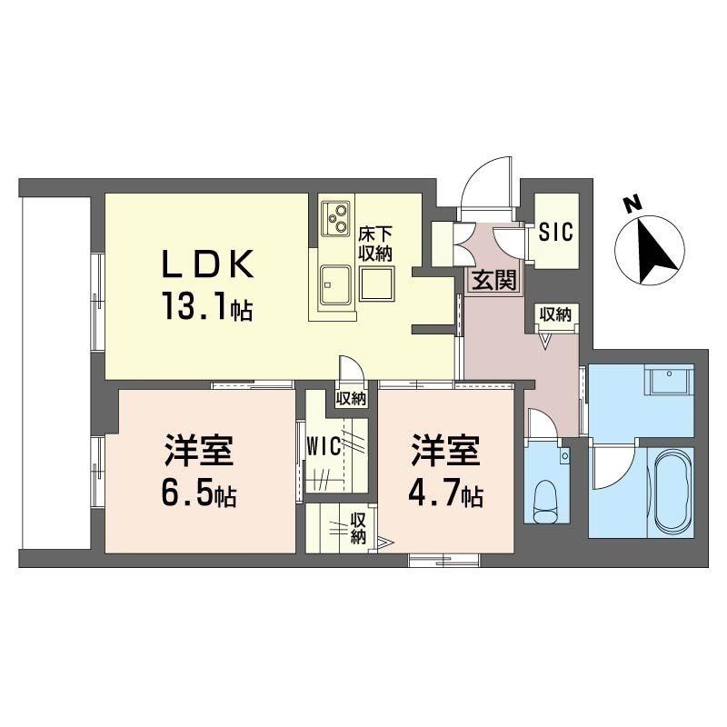 セントリビエ湘南台(2LDK/1階)の間取り写真