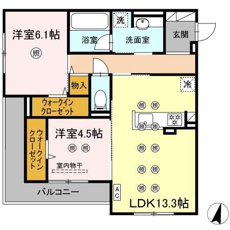 フィオーレ(2LDK/3階)の間取り写真