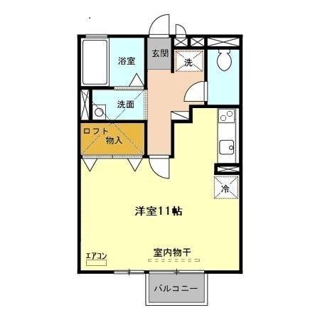 SUN EXCEL(ワンルーム/2階)の間取り写真