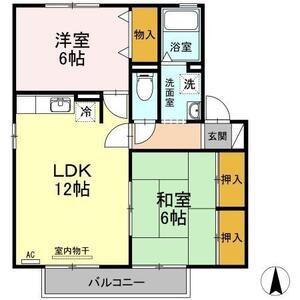 セジュールミキ C棟(2LDK/2階)の間取り写真