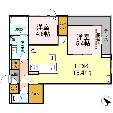 セレーノ北安東 B棟(2LDK/3階)の間取り写真