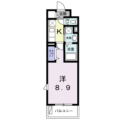 プティメゾン青葉台(1K/2階)の間取り写真