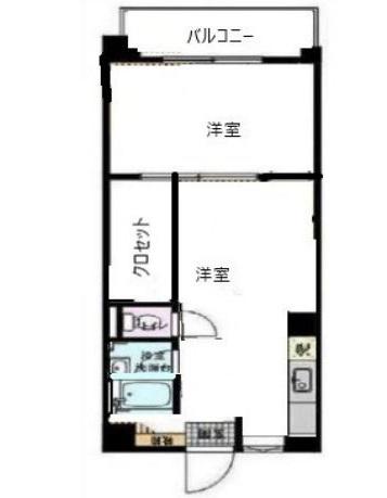 ハルナコーポ(1LDK/4階)の間取り写真