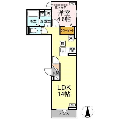 グラナーデ扇I D(1LDK/1階)の間取り写真