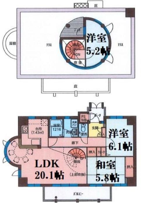 フィールトレイン(3LDK/3階)の間取り写真