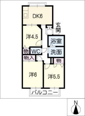 ウイング鶉B(3DK/2階)の間取り写真