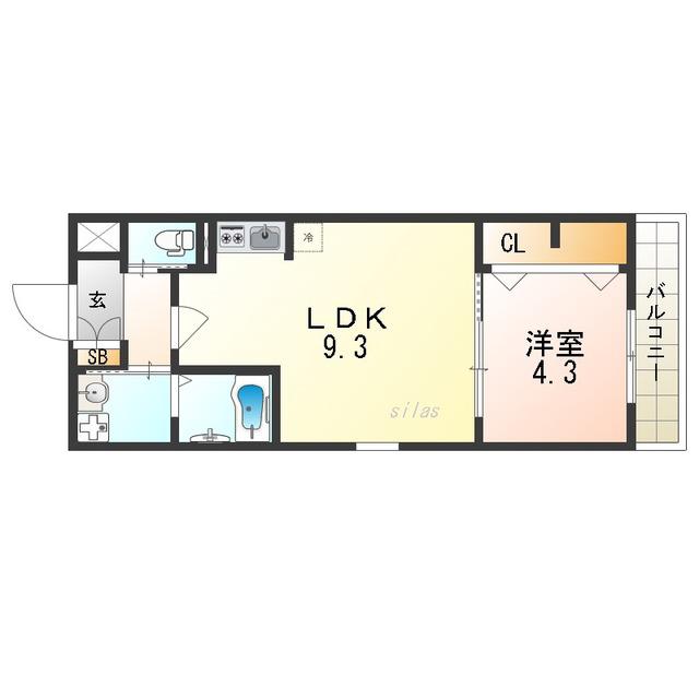 H-MAISON歌島橋I(1LDK/3階)の間取り写真