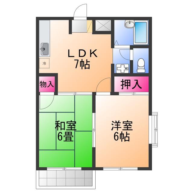 リバティー北花田(2LDK/1階)の間取り写真