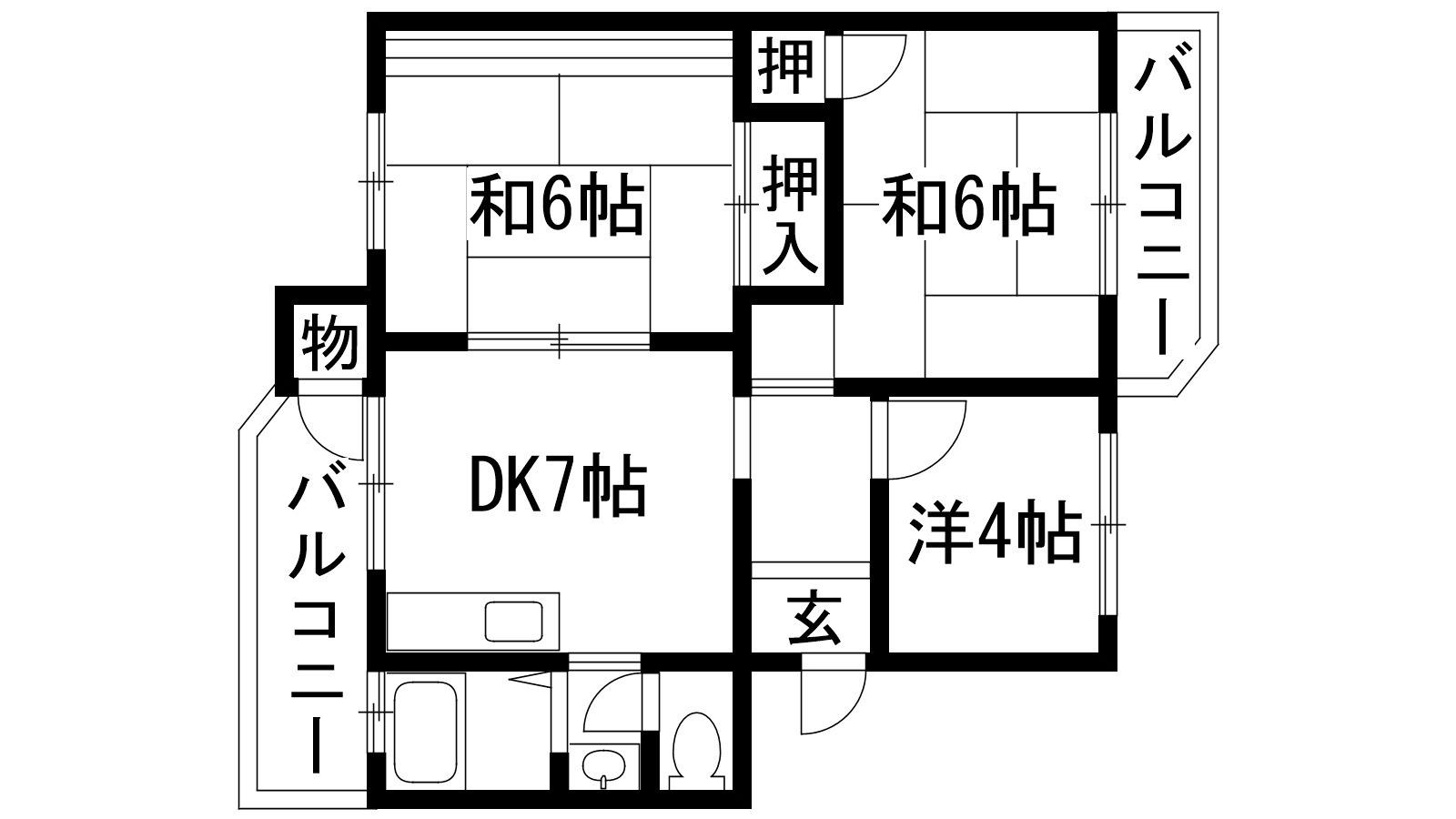宝塚安倉 2号棟(3DK/5階)の間取り写真