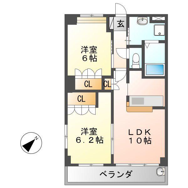 インフィニティ(2LDK/2階)の間取り写真