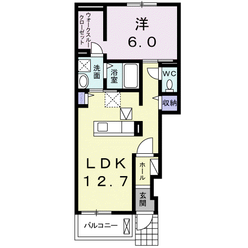 グレイス ヴィオラ(1LDK/1階)の間取り写真