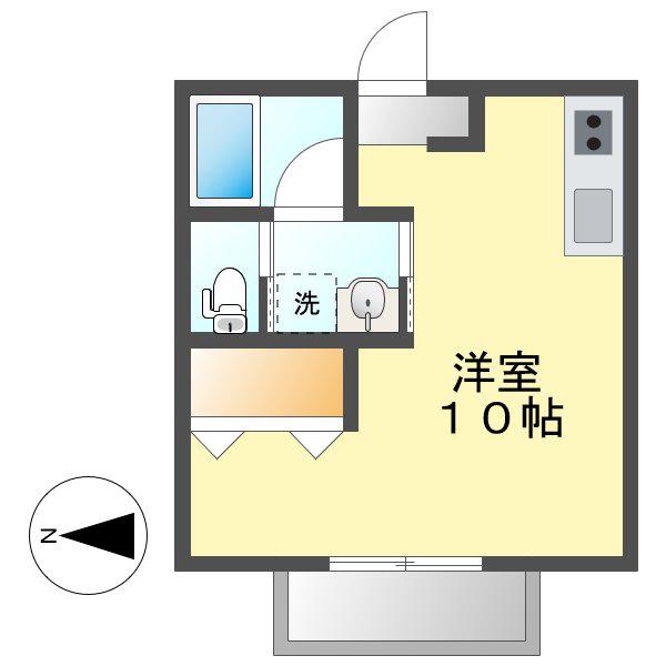 LE GIOIE豊山(1K/2階)の間取り写真