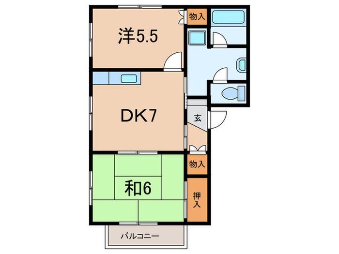 ファミール千代ヶ丘(2DK/2階)の間取り写真