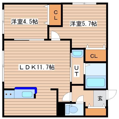 LUXE MARUYAMA(2LDK/4階)の間取り写真