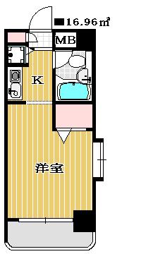 ジョイフル船橋(1K/9階)の間取り写真