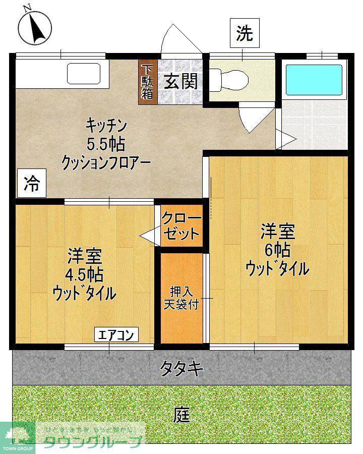 コートパル吉沢(2K/1階)の間取り写真