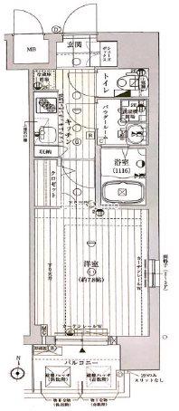 レジュールアッシュ心斎橋ヴィータ(1K/8階)の間取り写真
