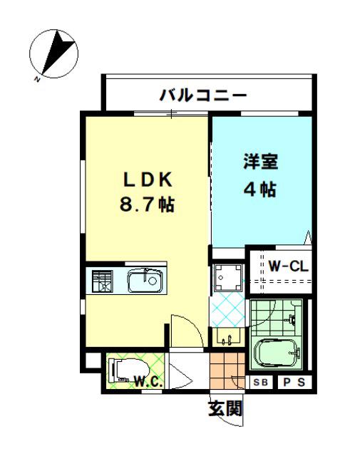 ロワイヤルA(1LDK/1階)の間取り写真