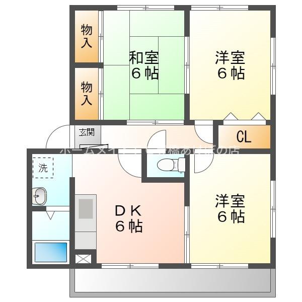ユトリロ多米 A(3DK/1階)の間取り写真