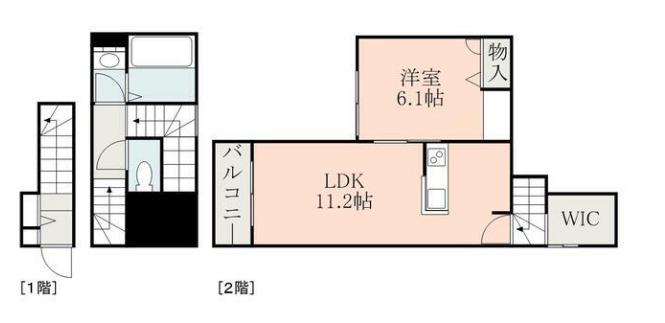 SCOURT(1LDK/2階)の間取り写真