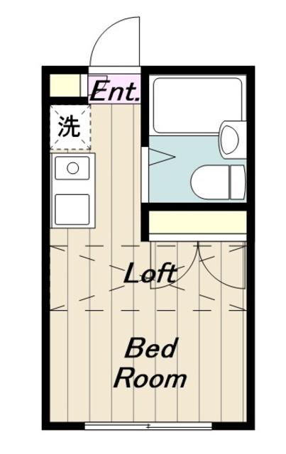 パンシオン厚木NO1(1K/1階)の間取り写真