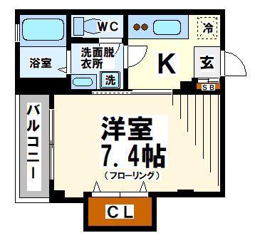 フローラヒエモト(1K/2階)の間取り写真