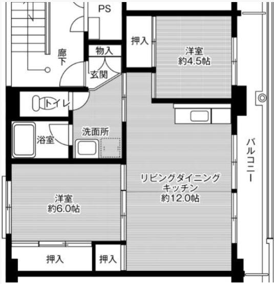 ビレッジハウス小浜(2LDK/4階)の間取り写真