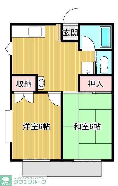 ドミシルサカエB(2DK/1階)の間取り写真