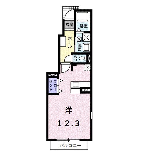 グリーンアンジュII(1K/1階)の間取り写真