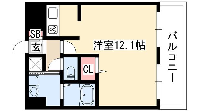 フローライト上前津(1K/9階)の間取り写真