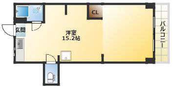 三宮アソシア(ワンルーム/4階)の間取り写真