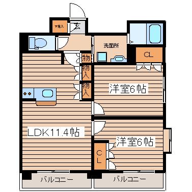 LAVISTA八乙女中央(2LDK/7階)の間取り写真